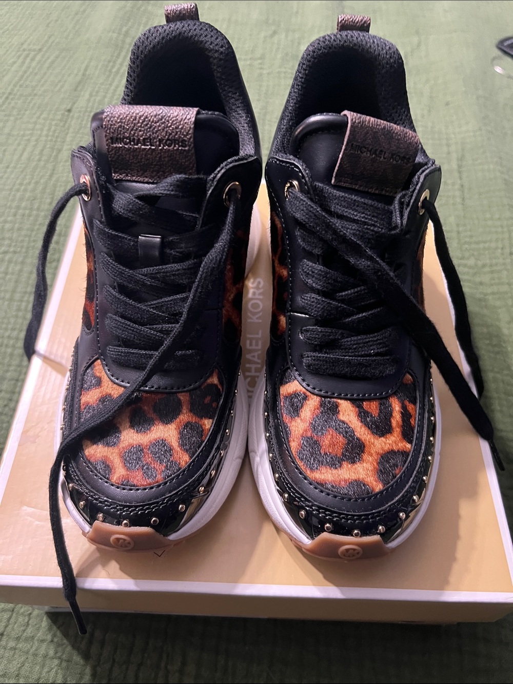 Michael Kors Leopard-Print Platform Sneakers in Black & Brown